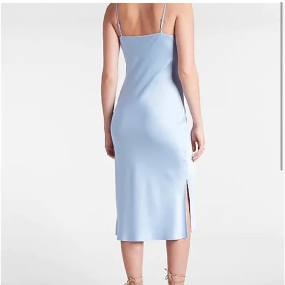 Express nwt baby blue satin midi dress - Picture 3 of 5
